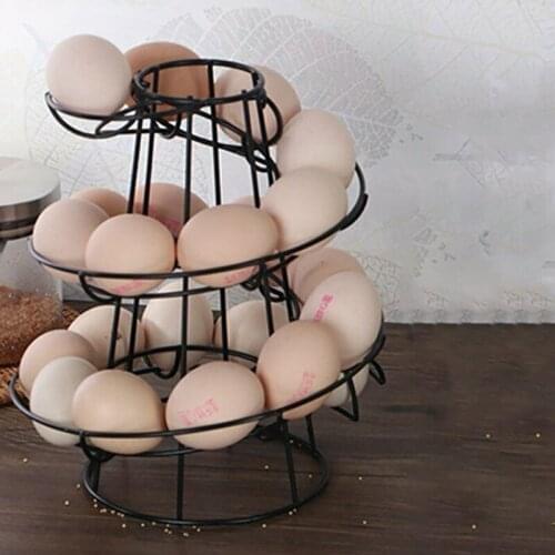 Multi-functional Spiral Egg Wrought Iron Basket Rack Home Kitchen Eggs Storage Basket Tool 12-24 Eggs Holder Stand Organizer