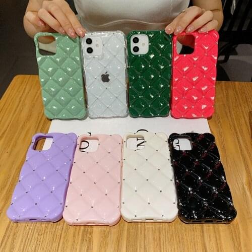 Fashion 3D Grid Diamond Candy Color Phone Case for iPhone 12 Mini 11 Pro XS Max XR 8 Plus SE 2020 Shockproof Soft TPU Back Cover