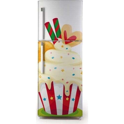 Fridge Sticker Cupcake Refrigerator Dishwasher Door Wrap Kitchen Wallpaper Accessories Modern 3d Wall Stickers