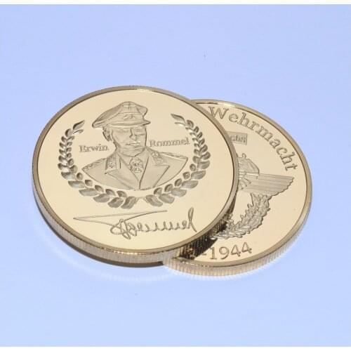 24k Gold Plated 1oz German Coin,Commander Erwin Rommel War Coin