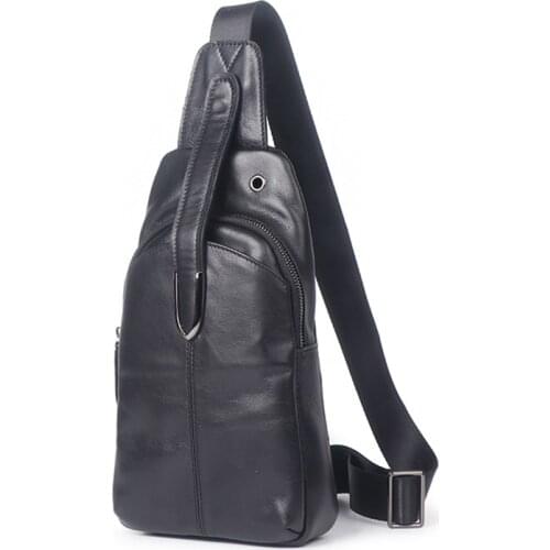 New Mens Messenger Bag Leather Close-Fitting Chest Bag Top Layer Cowhide Korean Casual Fashion Oil Wax Leather Backpack