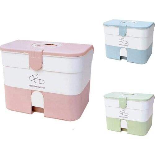 First Aid Storage Box Container Bin with Handle and Removable Tray Family Emergency Medicin Kit Case Organizer