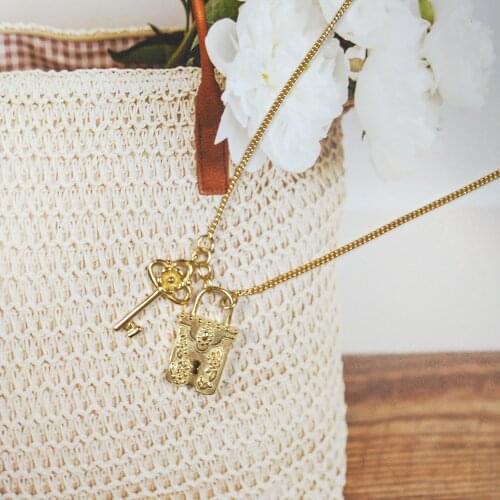 Authentic 925 Sterling Silver Delicate padlock necklace Industrial double pendants Choker Lock and Key Necklaces for Ladies 2019