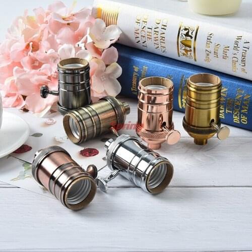- Hot E27 Screw Bulb Base Aluminum Lamp Holder Vintage Lamp Socket Industrial Retro Pendant Fittings Lustre Lampholders Fixture