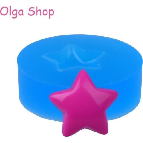 PYL621 16.1mm Star Silicone Mold - Cupcake Topper Dollhouse Candy Chocolate Fondant Resin Jewelry Making Necklace Pendant Molds