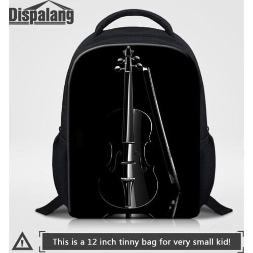 Dispalang Classic Black Violin Print Backpack Gift For Children Music Preschooler School Bags Cute Kids Bookbags Mochilas Rugtas