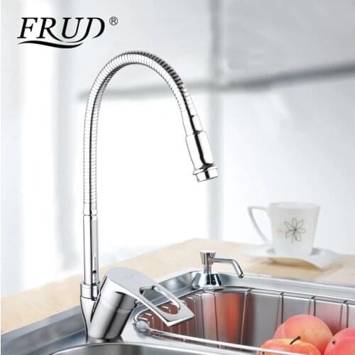 Frud Solid Kitchen Mixer Cold and Hot flexible Kitchen Tap Single lever Hole Water Tap Kitchen Faucet Torneira Cozinha R43115