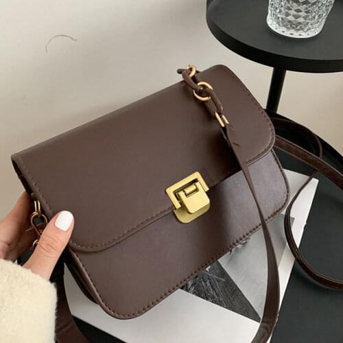 Retro Chain Strap Handbag For Women Pu Leather Shulder Bags Designer Lady Crossbody Bag Female Square Bag