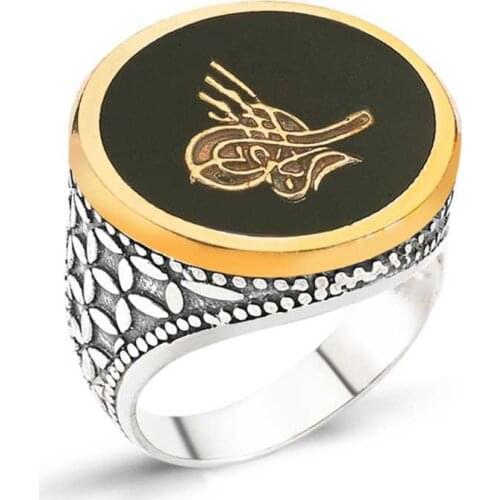 Tevuli 925 Sterling Silver Tuğralı Male Ring