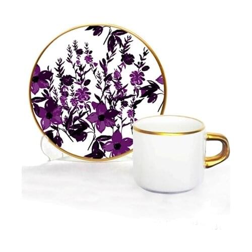 Focus Turkish Coffee Set 12 Pieces Purple Flowers