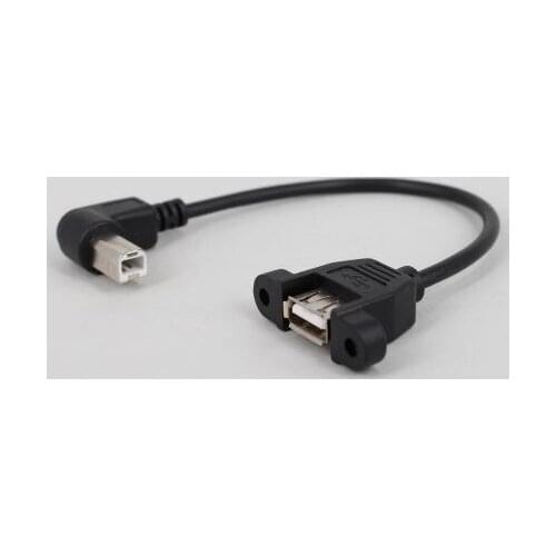 10PCS Extension 90 degree USB type b Male Connector To USB 2.0 Female connecter with Screws Panel Mount hole Print cable