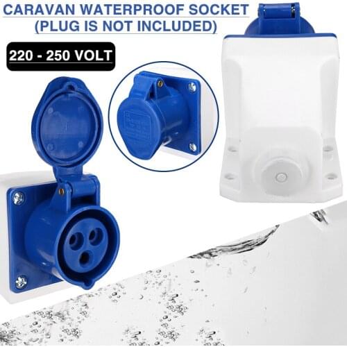 Waterproof Socket 16A 3 Pin Socket Wall Mounted 240V Waterproof IP44 16A Caravan Camper Van Socket Electrical Power Socket