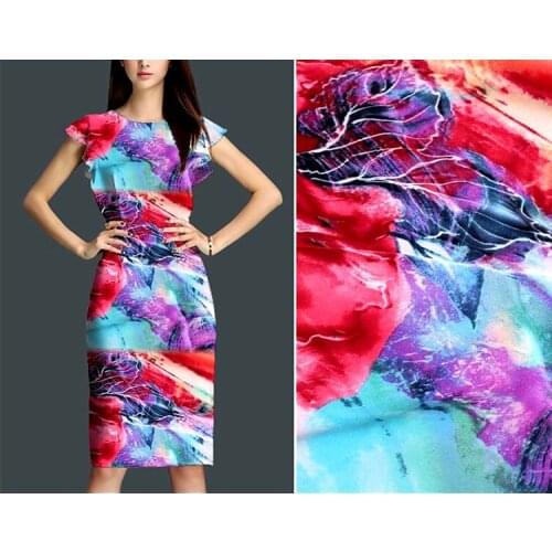 140cm Wide High-end Silk Dress Fabric Stretch Printed Silk Fabric DIY sequin Satin Dress telas sewing tissu stoffen tecido tela