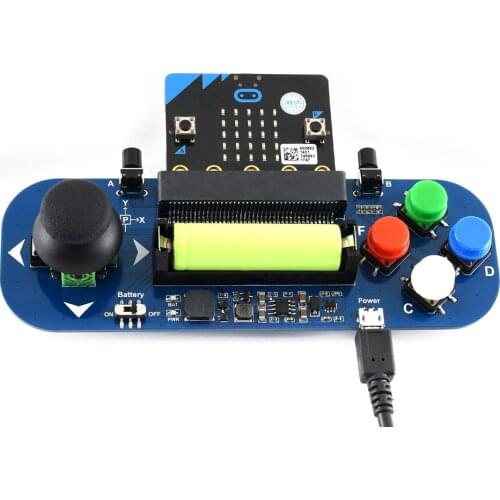 Waveshare Gamepad expansion module for micro:bit Joystick and Buttons plays music powered from battery also charges the battery