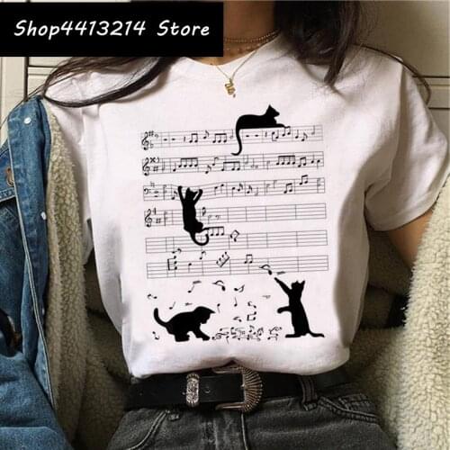 Cat Harajuku Funny Cartoon T Shirt Women Cute Anime Ullzang T-shirt Grunge Kawaii 90s Fashion Tshirt Korean Style Top Tee Female