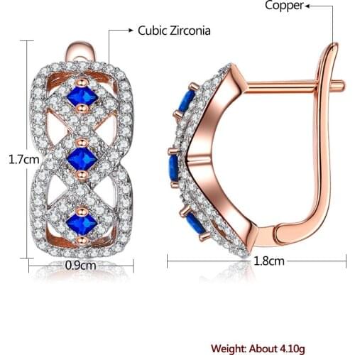 Ear Buckle Women Fashion Simple Wreath 8-Shaped Blue Zircon Retro Earrings Europe And America