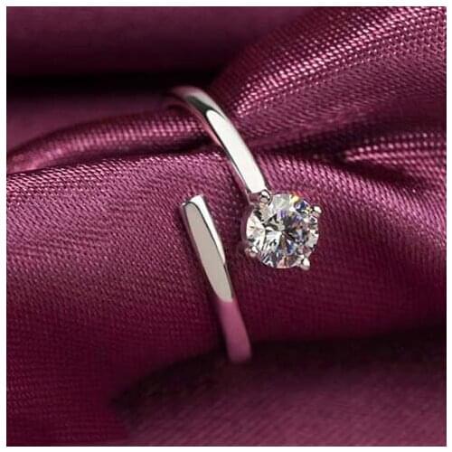 925 Sterling Silver Four claws zircon Open Rings For Women fashion Prevent Allergy Sterling-silver-jewelry