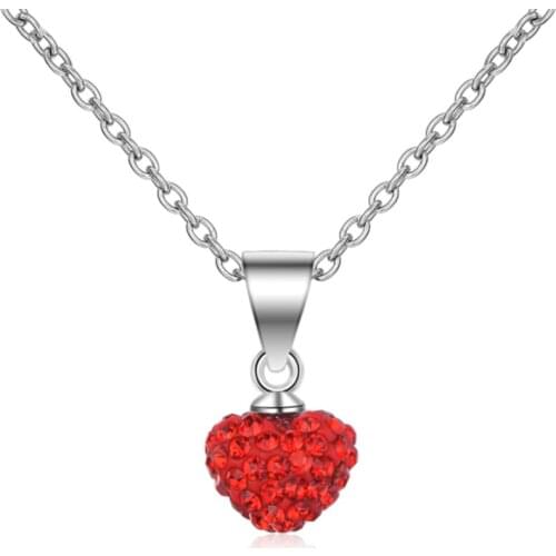 Net red girlish style simple temperament red love heart-shaped short female silver plated necklaces SE105