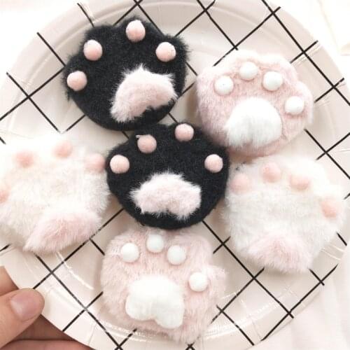 10pcs/lot Plush Cat Paw Print padded patches for Childrens socks, bags, gloves accessories