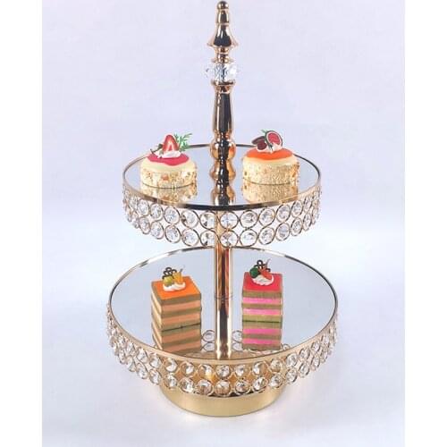 2020NEW arrive 3TIER /2TIER Crystal beads cake stand set gold plated mirror surface dessert stand