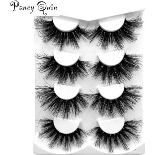 4Pairs Messy Lashes 25mm 3D Mink Fluffy Lashes Long Thick Natural False Eyelashes Makeup Fake Eyelashes For Beauty wholesale