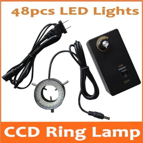 48pcs Adjustable LED Ring Lamp White Color Light for Stereo Microscope CCD AC90-240V with Inner Diameter 30mm and Metal Fram
