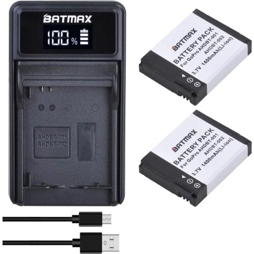 2X 1400mAh Battery + LED USB Charger for GoPro HD Hero 1 2 Hero1 Hero2 Motorsports Surf Outdoor 960 AHDBT-001 AHDBT-002