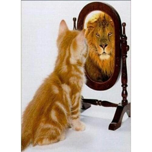 DIY Diamond Painting Cross Stitch Mosaic Rhinestones Full Diamond 5D Diamond Embroidery Cat And lion Home Decor Paintings FZ564