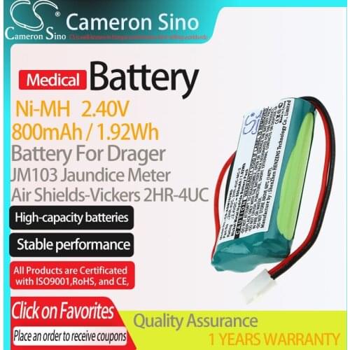CameronSino Battery for Drager JM103 Jaundice Meter fits Air Shields-Vickers 2HR-4UC-MC-2 Medical Replacement battery 800mAh
