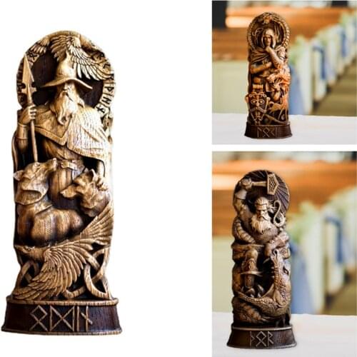 BUF Norse Mythological Characters Decor Statue Retro Home Decoration Sculpture Desktop Decoration Crafts Ornaments Figurines