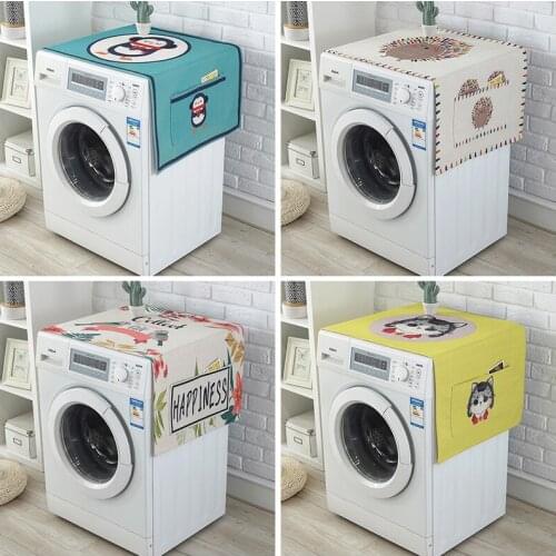 Refrigerator cover cloth drum washing machine cover printing thick cotton and linen cartoon cloth dust cover Green plant