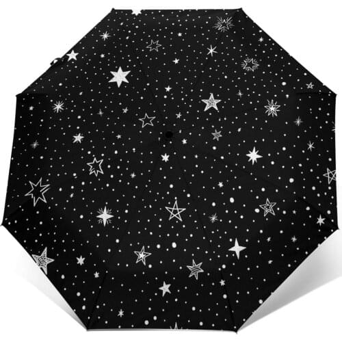 Black Stars Windproof Automatic Folding Inverted Umbrella Portable Paraguas for Man Woman