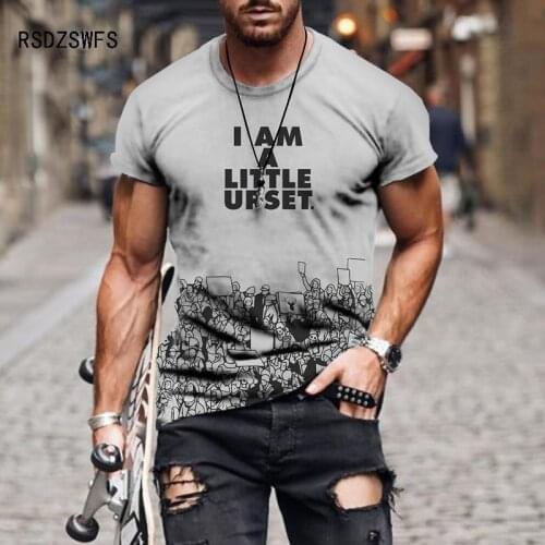 Trendy Letter 3D Print T Shirt For Men Summer Casual Loose Streetwear Short Sleeve Tees High Quality Sports Clothes For Teens