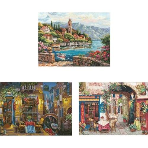 Lakeside town patterns Counted Cross Stitch 11CT 14CT 18CT DIY Chinese Cross Stitch Kits Embroidery Needlework Sets