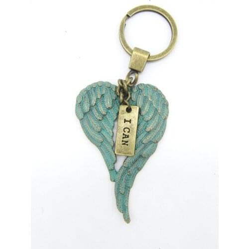 Pretty Green Bronze Wing Charm Key Chain