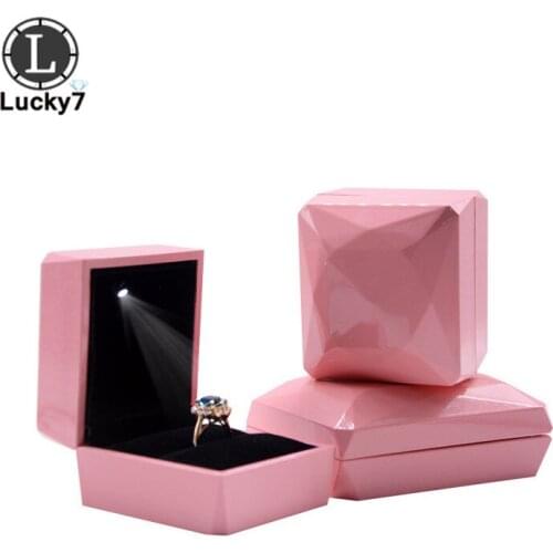 Creative Led Light Ring Necklace Box Jewelry Box Marriage Diamond Ring Box For Jewelry Display For Pendant Custom Logo
