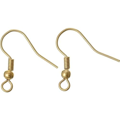 Copper Earrings Earring Findings Hook 18K Gold Color 18mm( 6/8") x 18mm( 6/8"), 4 PCs new