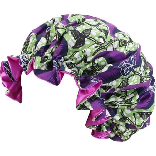 Multifunctional Print Satin Sleep Elastic Silk Soft Night Cap Gift Hair Care Hat Home Stretch Extra Large Women