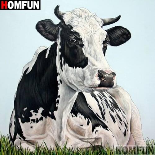 HOMFUN Full Square/Round Drill 5D DIY Diamond Painting "Cow" Embroidery Cross Stitch 5D Home Decor A01514