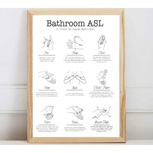Washing Hand Guide Wall Art Canvas Painting Funny Bathroom Rules Sign Poster Prints Toilet Humour Picture Bathroom Home Decor