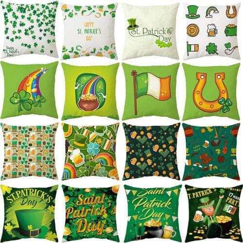 St. Patrick Ireland Green Holiday Gifts Pillowcase Cushion Cover Sofa Waist Pillowcase Office Home Decoration