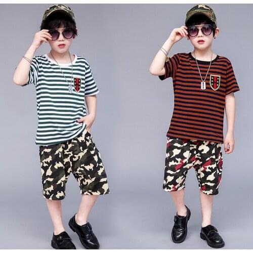 New Baby Boy Summer Clothes Striped Shirt And Shorts 4- 12 old Children Tracksuit Summer Kids Clothes 9ST049