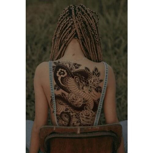 2021 New Fashion Black Snake Temporary Tattoo Stickers Women Men Body Waist Waterproof Fake Tattoo Dark Wine Snake Tattoo