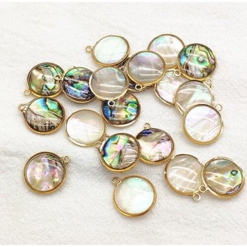 New arrival! 16x14mm 50pcs Built-in Real Shell Round Charm for Handmade Necklace Earring DIY Parts,Jewelry Findings & Components