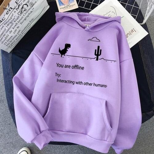 New Autumn Cartoon Dinosaur Hoodies Women Hooded Oversize Pullovers Harajuku Warm Kawaii Female Loose Streetwear Sweatshirts