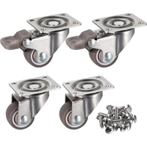 New 4 Pack 1 inch Low Profile Casters Wheels Soft Rubber Swivel Caster with 360 Degree Top Plate 100 lb Total Capacity for Set o