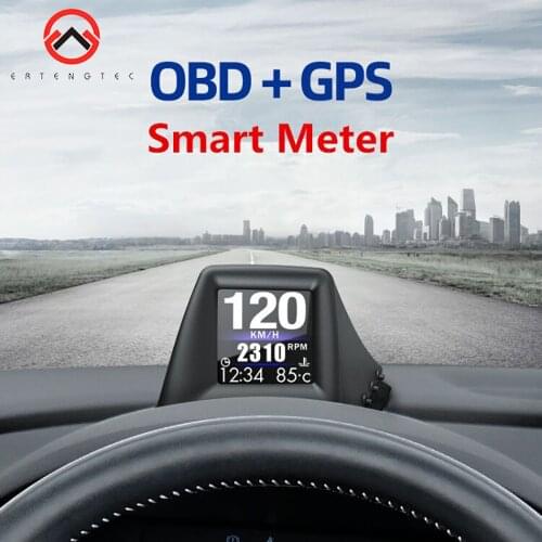 New OBD2+GPS HUD On-board Computer A-pillar trim Install Car HUD GADGET RPM Turbo Pressure Oil & Water Temp. GPS Speedometer