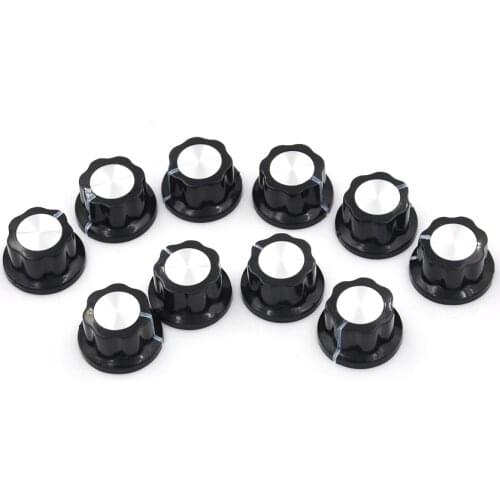 10pcs/pack Black Potentiometer Knob Rotary Cap MF-A01 A01 Potentiometer Bakelite Governor knob Material Plastic Metal