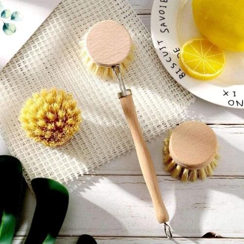 Practical Washing Up Brush Dish Brush Replacement Brush Heads Wooden Cleaning Dish Brushes Refillable Kitchen Beech