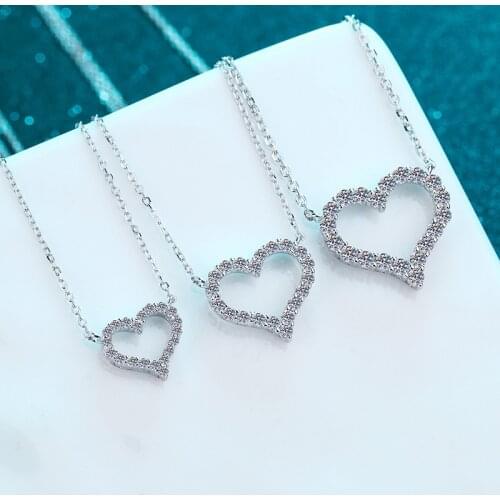 Silver Valentines Gift 2 Carat Excellent Cut D Color Best Clarity Moissanite Heart Pendant Necklace Silver 925 Wedding Jewelry
